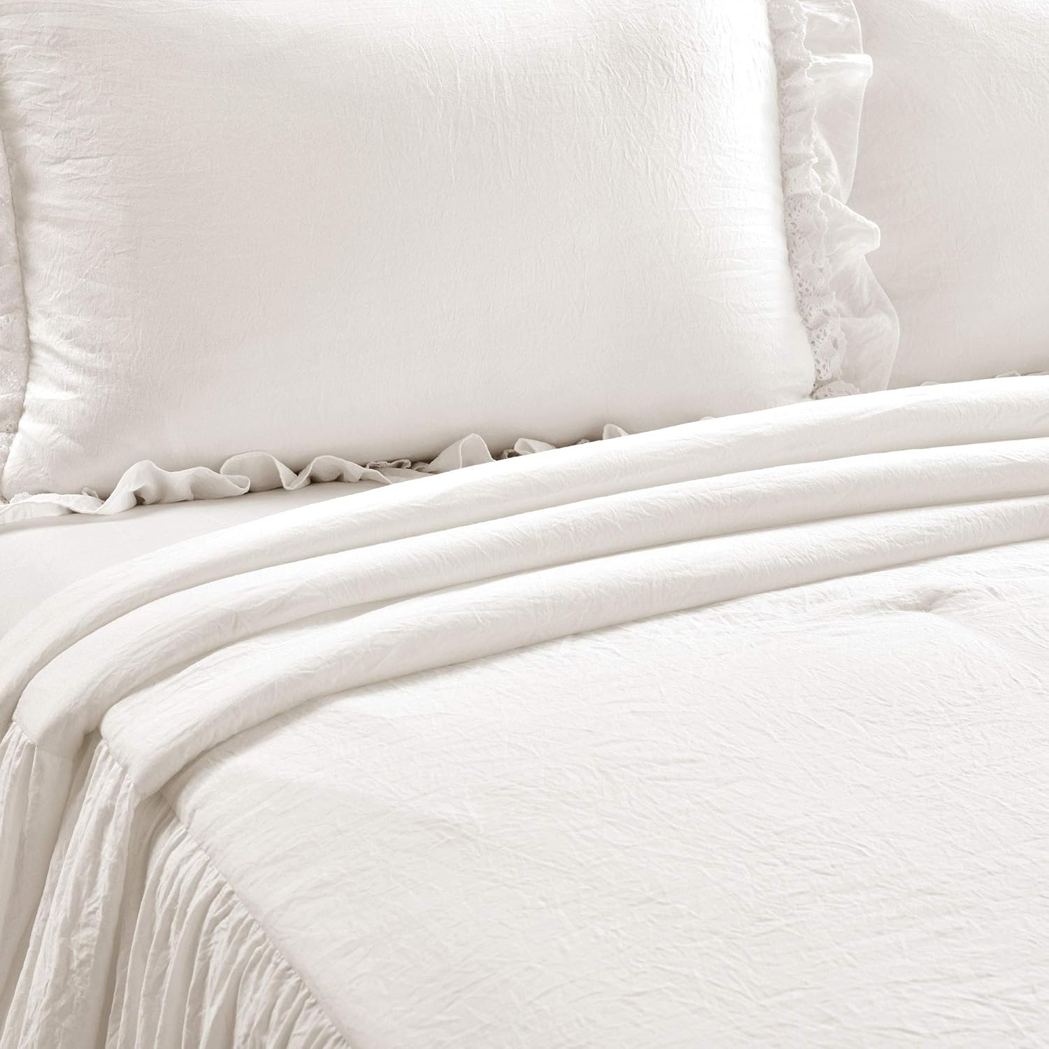 Lush Decor Ella Ruffle Lace Bedspread Set Queen White