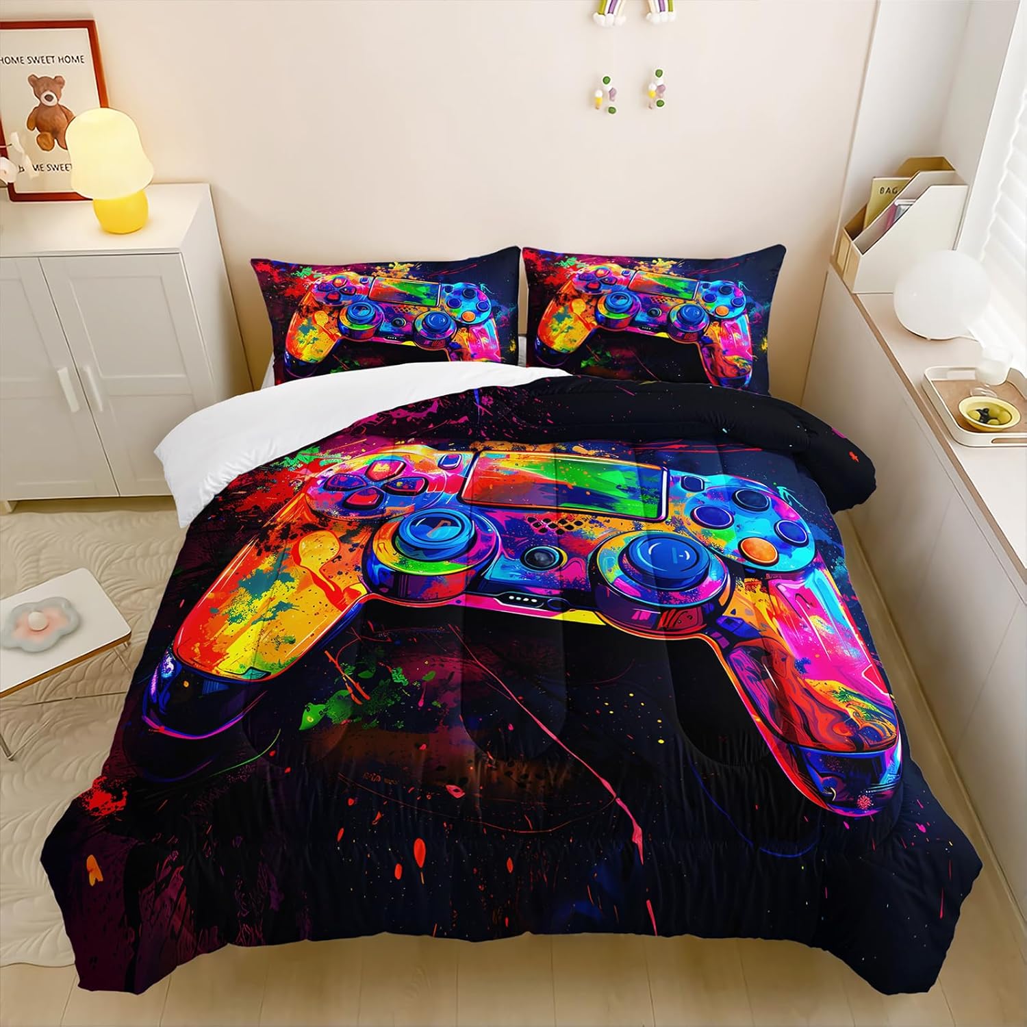 OUIXOTIC 3D Gaming Comforter Set for Boys Full Size