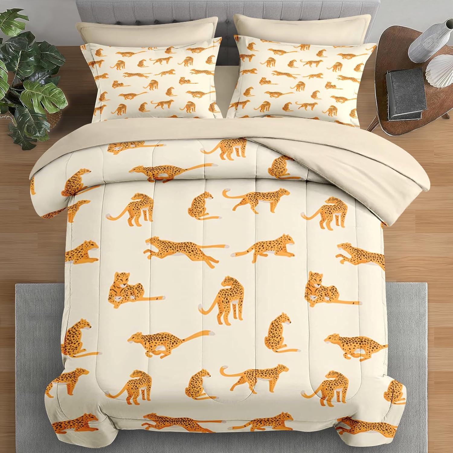 Pamnest Comforter Set Twin Size Cheetah Leopard