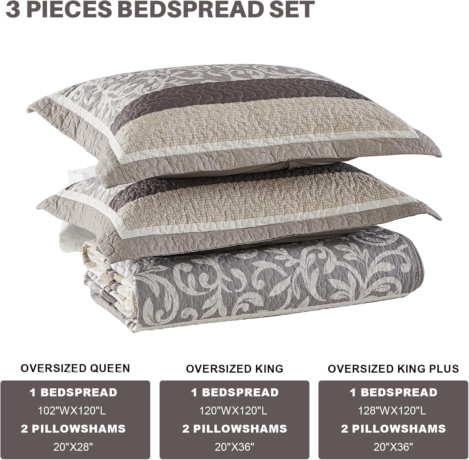 FineStichery Farmhouse King Bedspread Set 120x120
