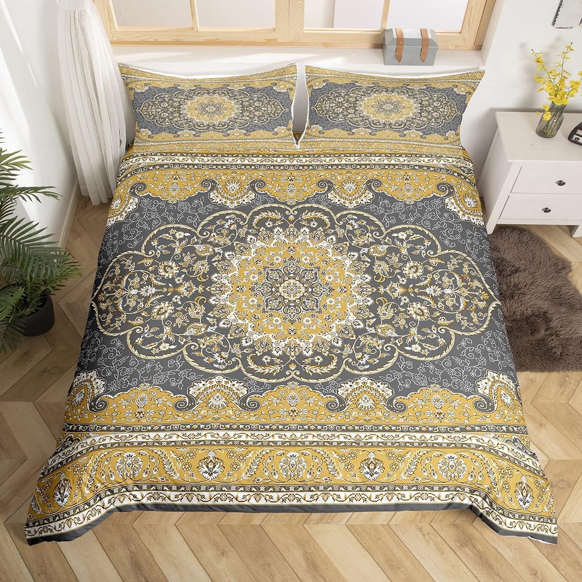 Erosebridal Bohemian Floral Duvet Cover Set