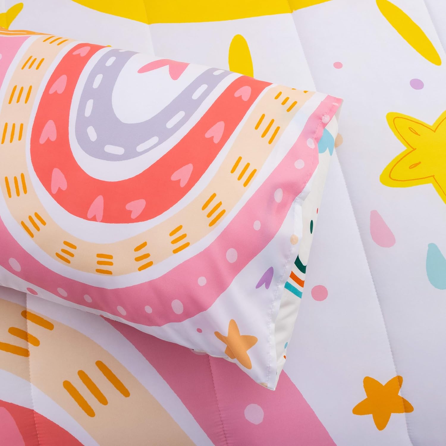 Btargot 3-Piece Rainbow Comforter Set for Kids