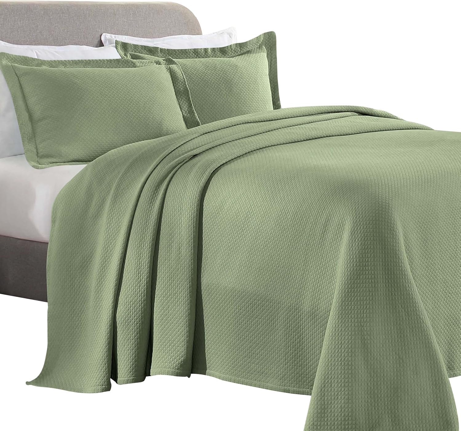 Superior Oversized Bedspread Set Diamond Solitaire Design Twin Sage