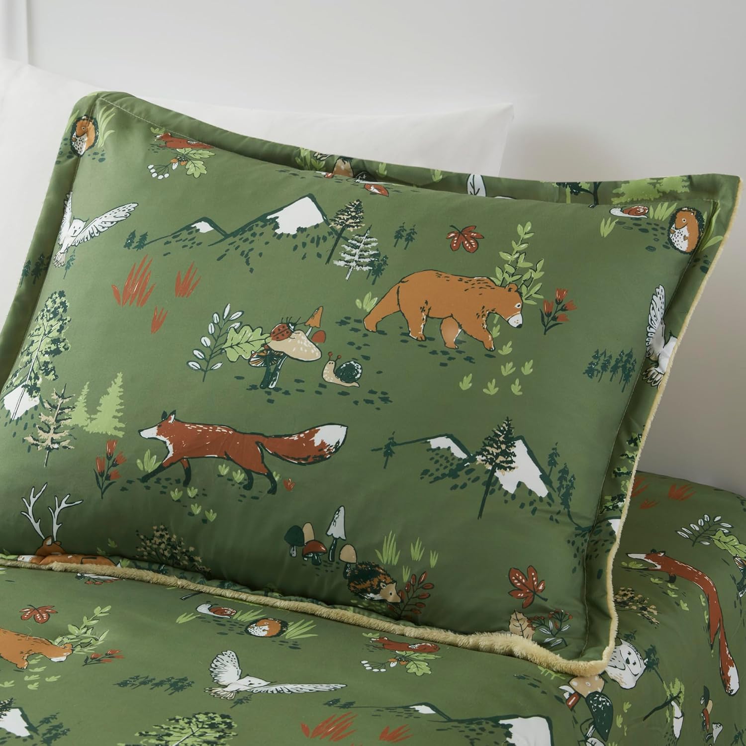 MI ZONE Kids Fluffy Comforter Set with Forest Animals