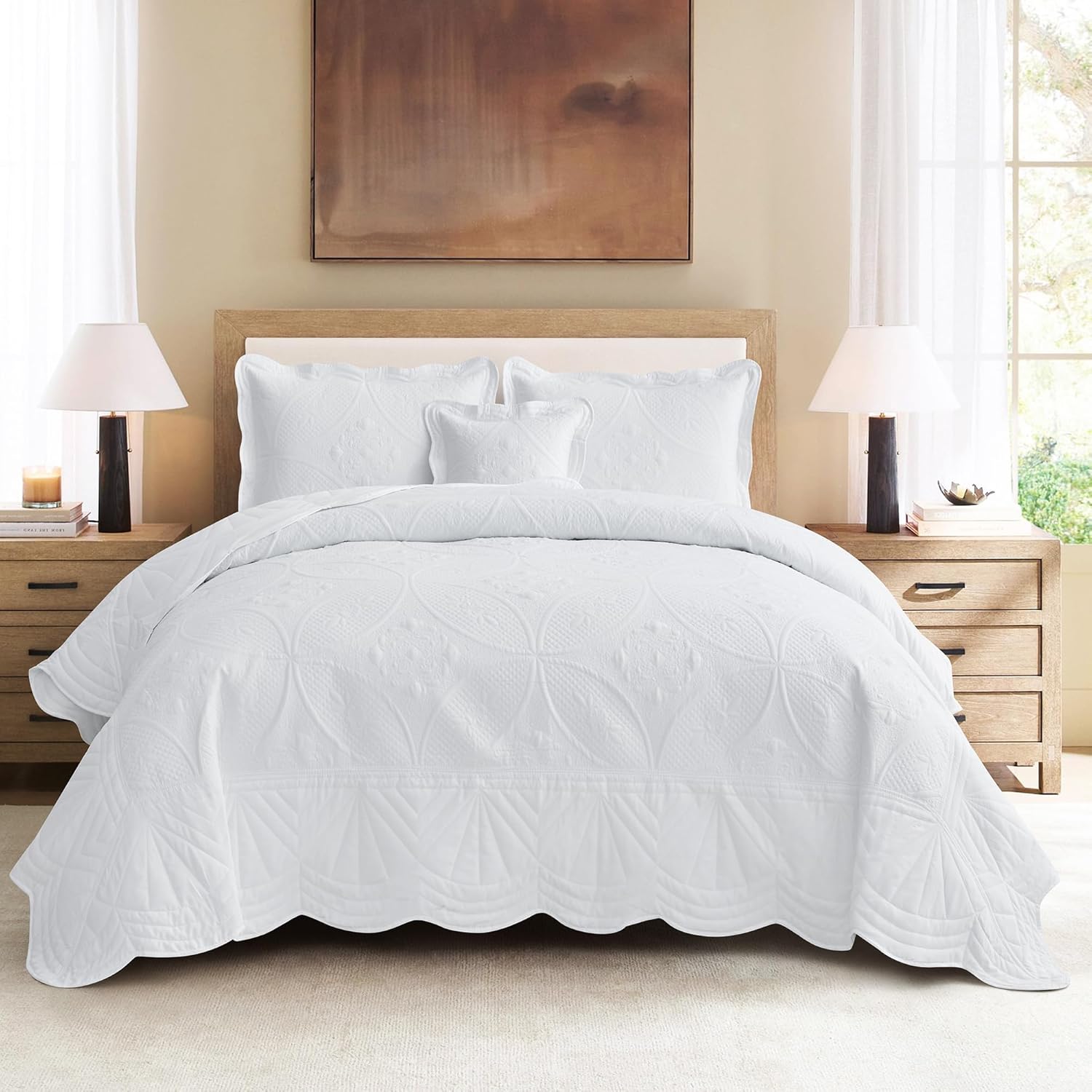 DaisyHuang Oversized Bedspread Set - 5 Piece White Reversible