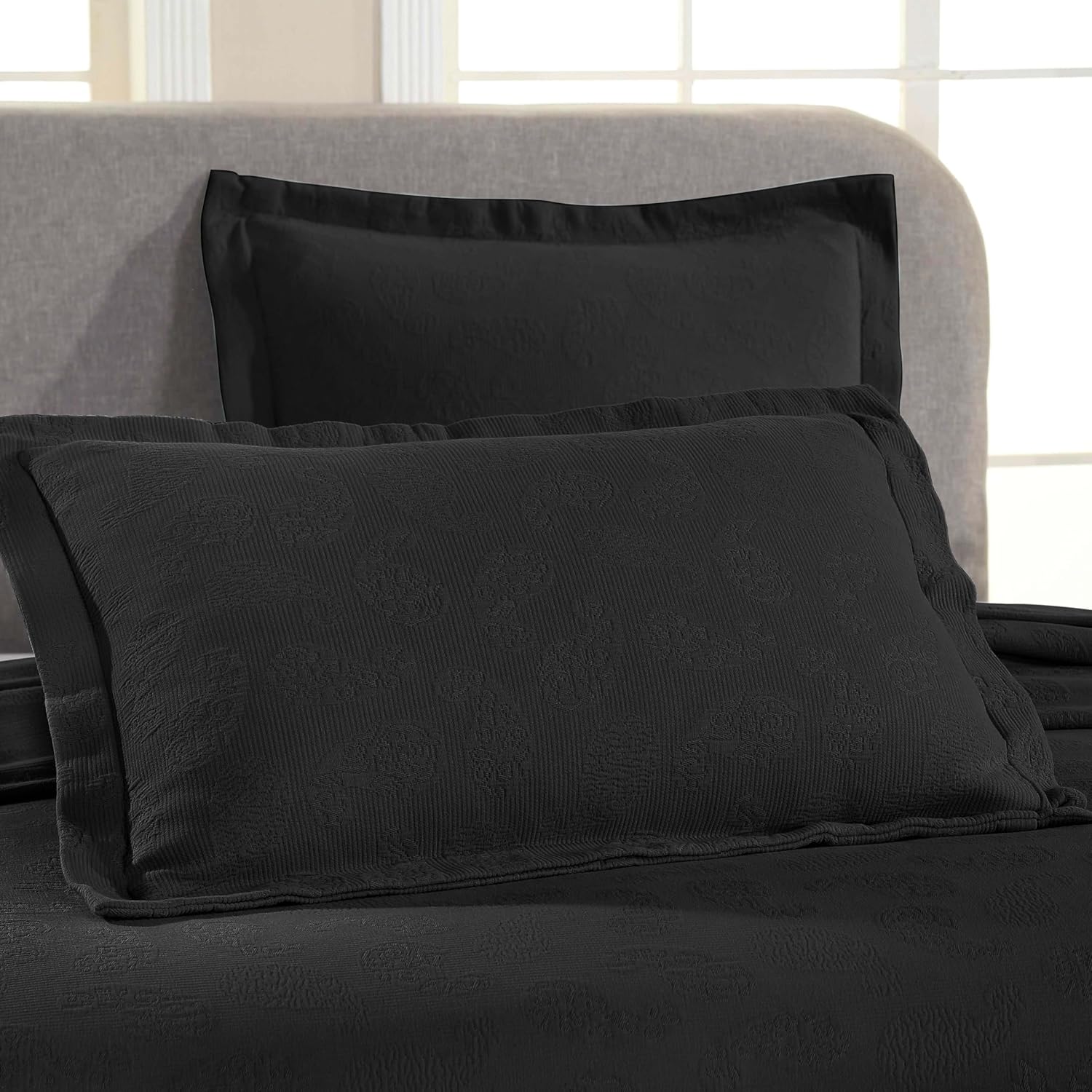 Superior Paisley 3 Piece Cotton Bedspread Set Black