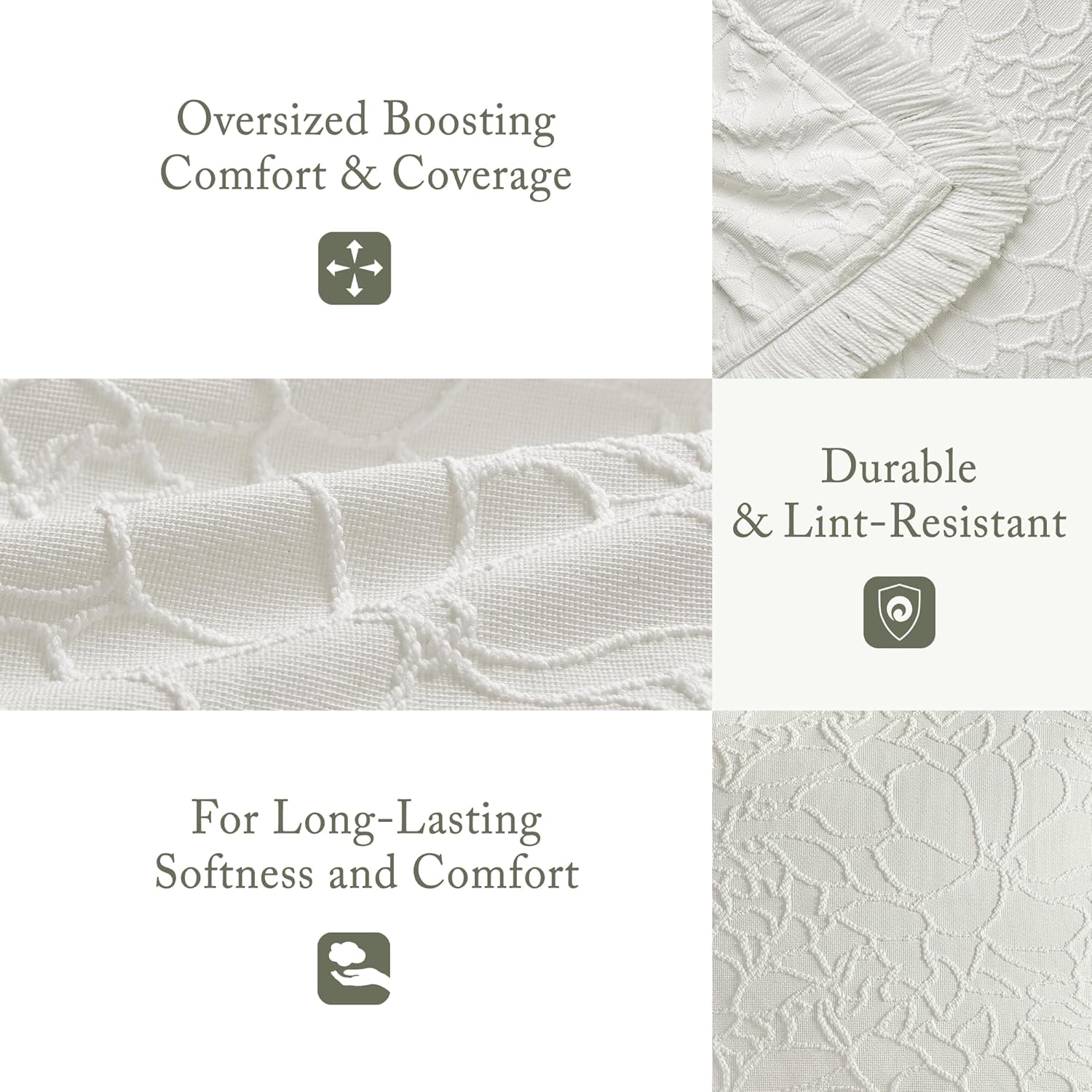 Madison Park Queen Chenille Floral Bedspread with Fringes 3 Piece