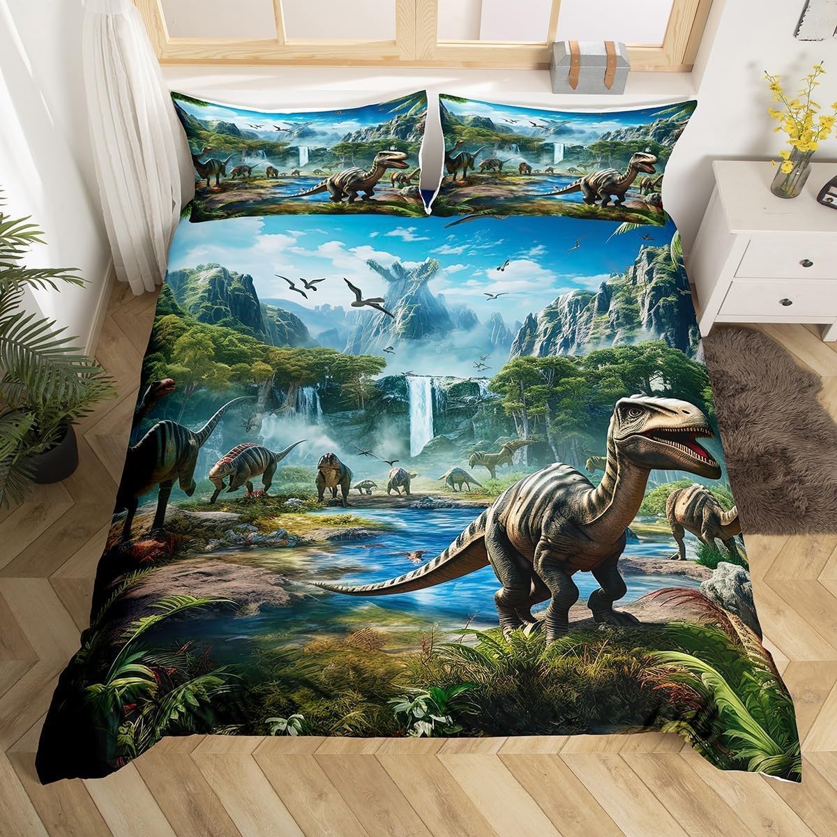 Erosebridal Toddler Boys Dinosaur Duvet Cover Set