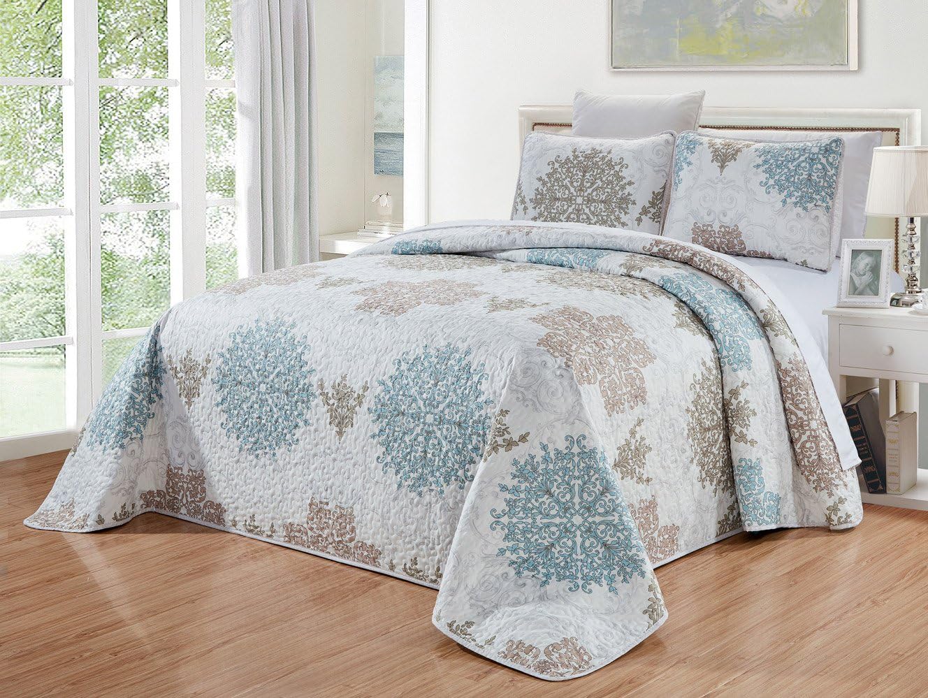 GrandLinen Reversible Bedspread Set Queen Size