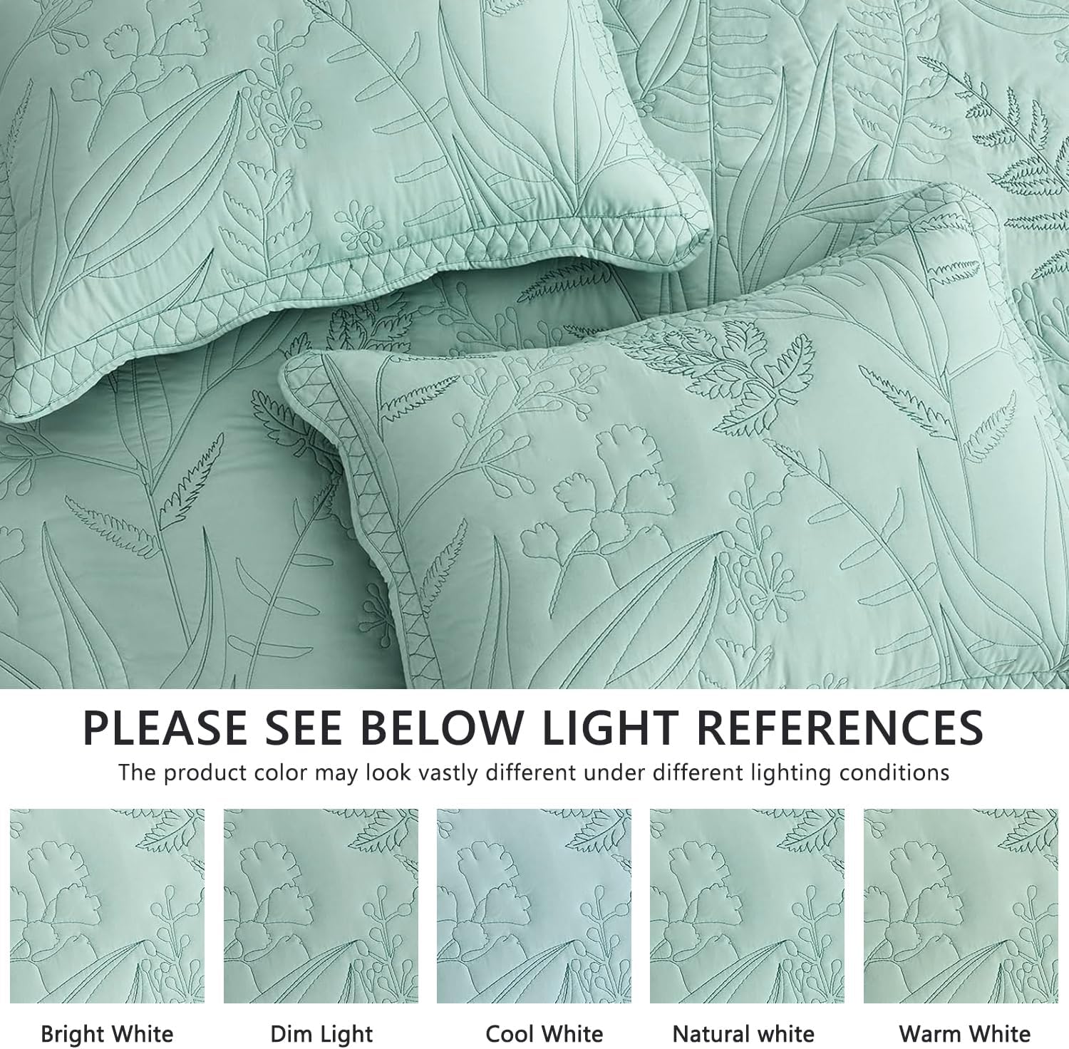 DaisyHuang Botanical Bedspread Set - Leaves Pattern Queen Size 4 Piece