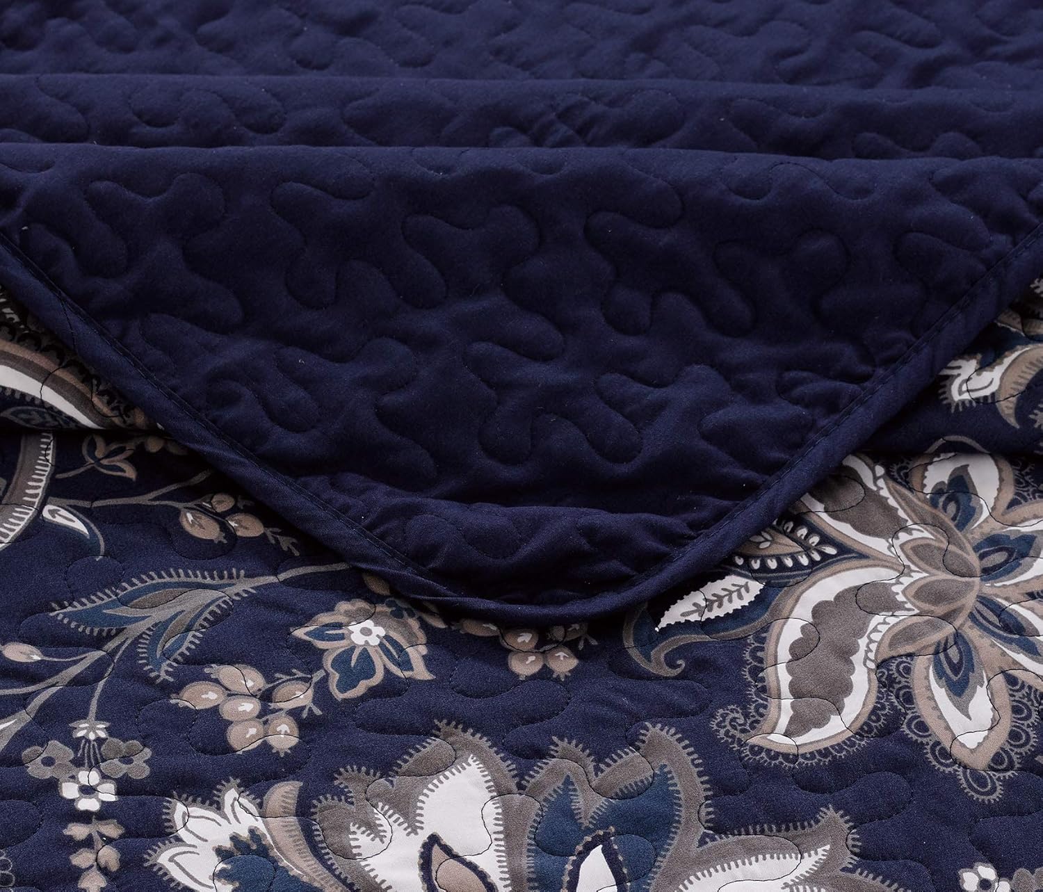 Better Home Style 3 Piece Navy Dark Blue Bedspread Set