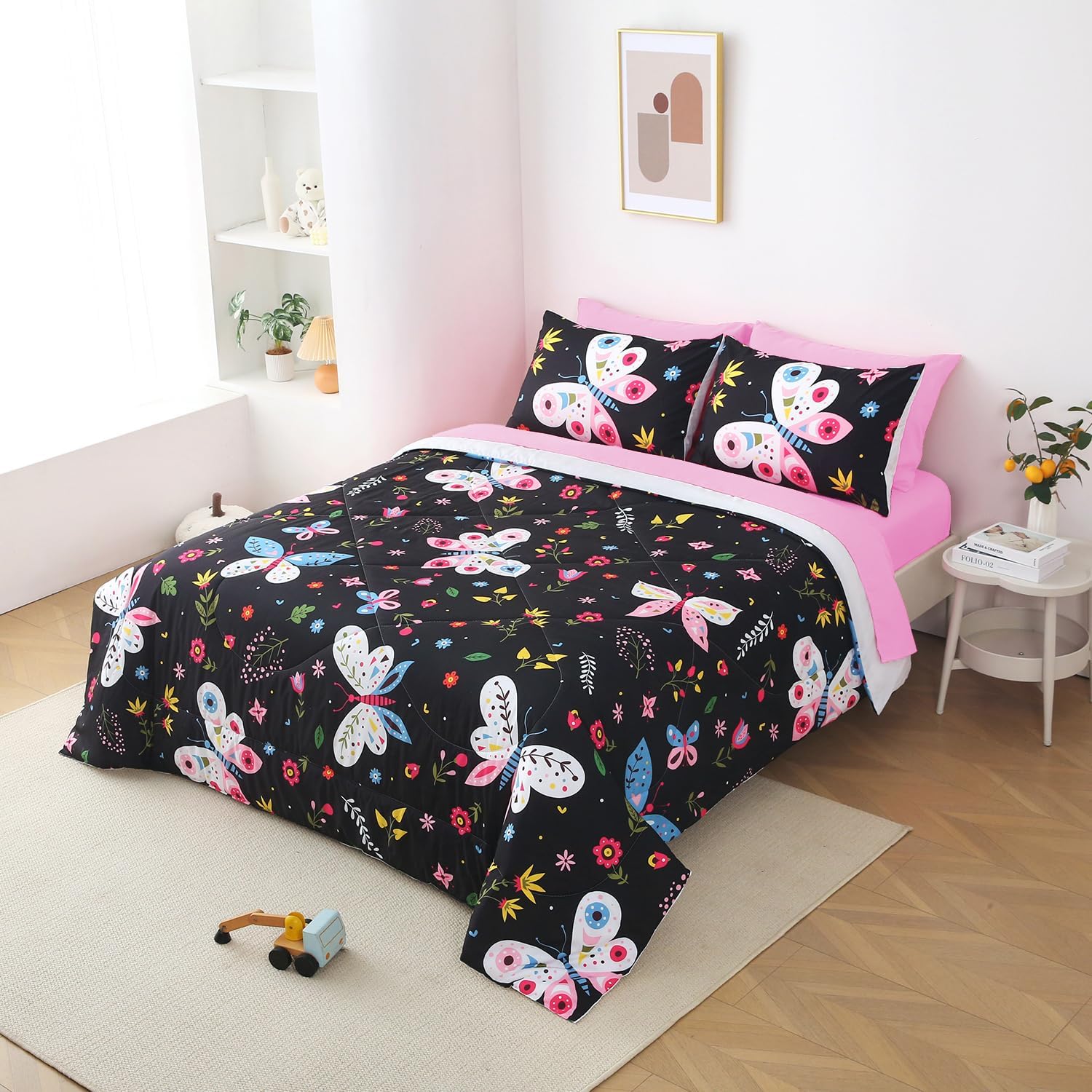 Jameswish Kids Butterfly Comforter Set
