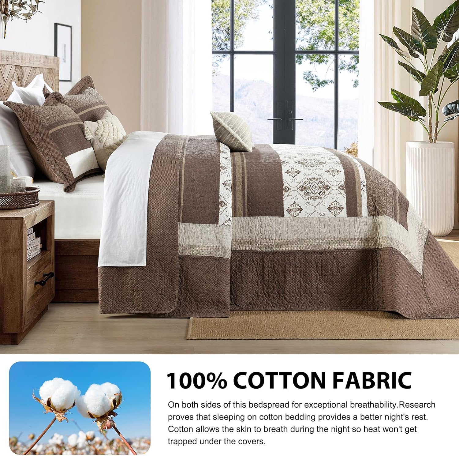 DDUOXIN King Bedspread 120x120 3 Piece Set 1