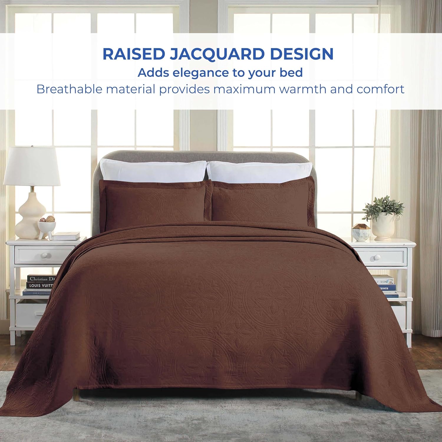 Superior 2 Piece Celtic Circle Bedspread Set Cappuccino