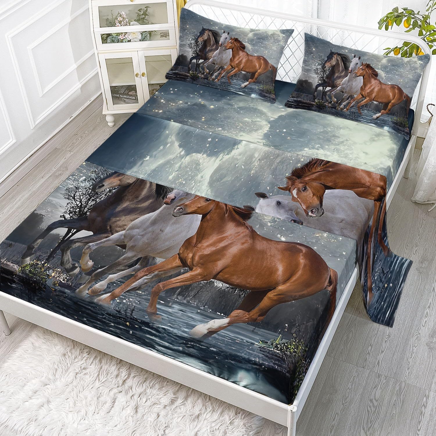 Smell Sunshine Horses Sheet Set 4Pcs for Kids