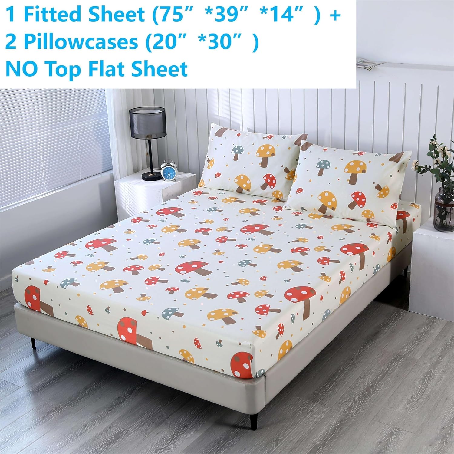 SDIII Cute Mushroom Twin Sheet Set with Pillowcases 1