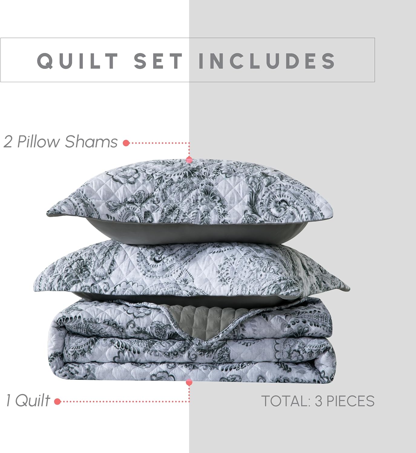 Elegant Comfort 3-Piece Reversible Floral Paisley Bedspread Set 1
