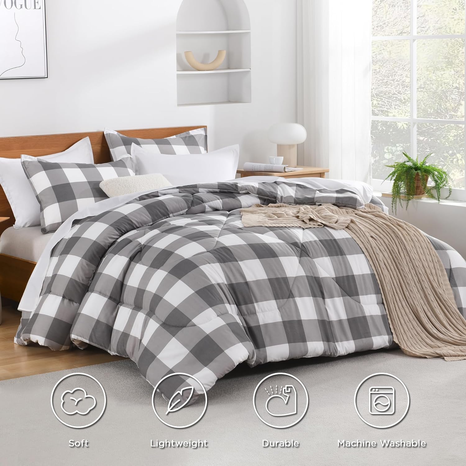 Andency Plaid Comforter Set King Size