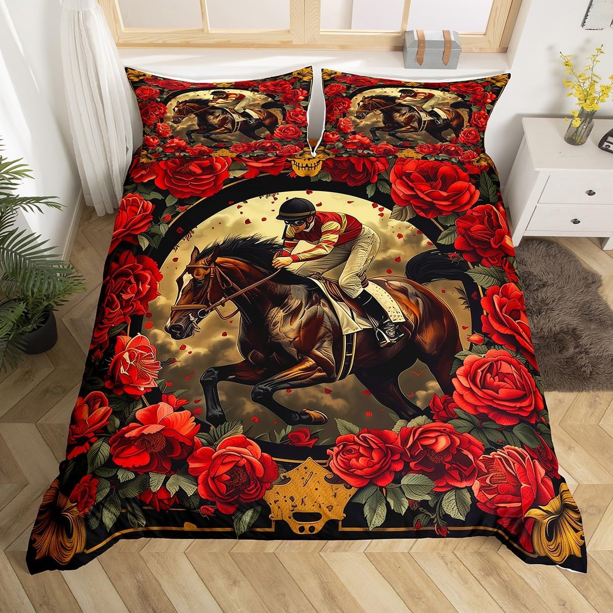 Manfei Western Cowboy Duvet Cover Set Twin Size