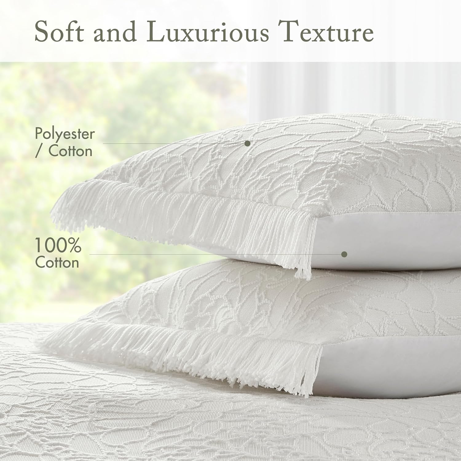 Madison Park Queen Chenille Floral Bedspread with Fringes 3 Piece