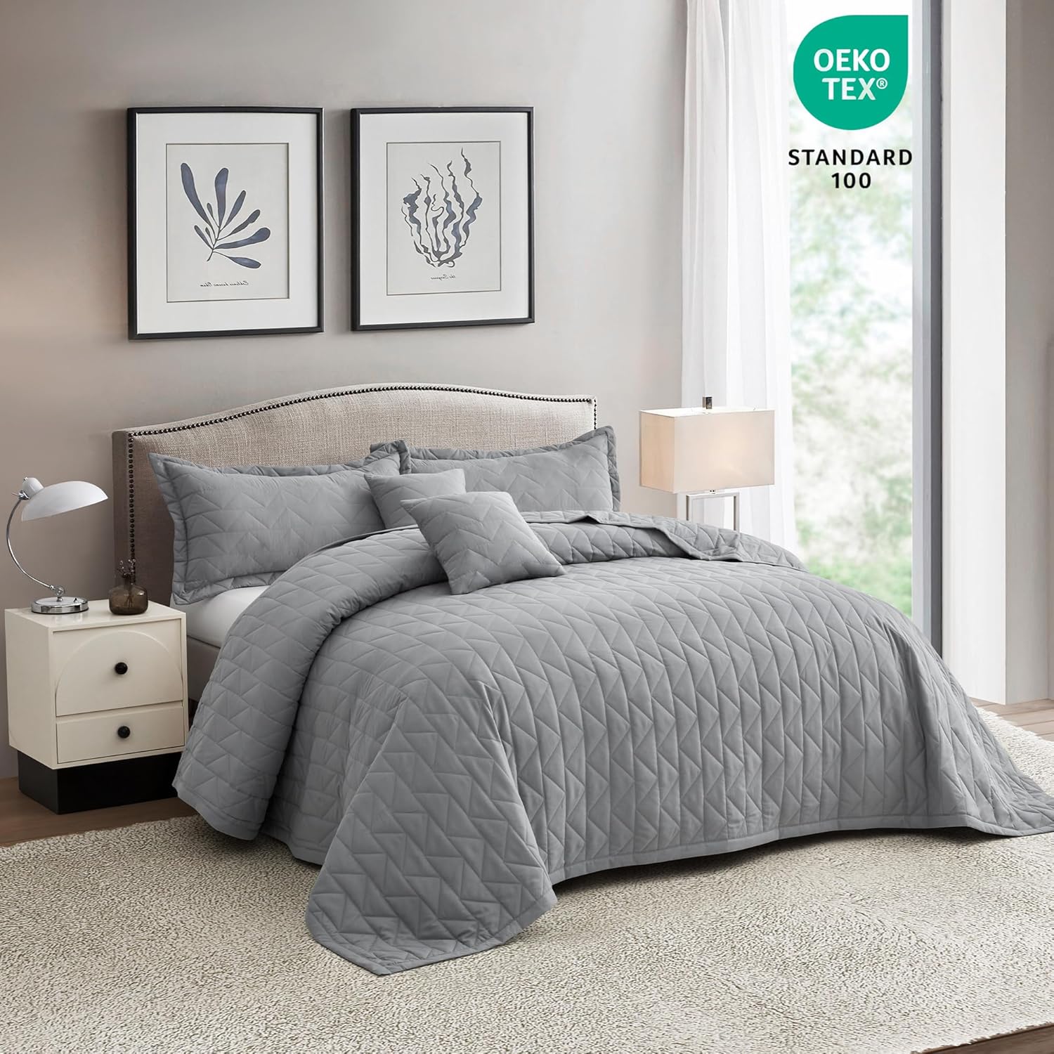 Blythease Oversized King Bedspread Set Grey 128x120
