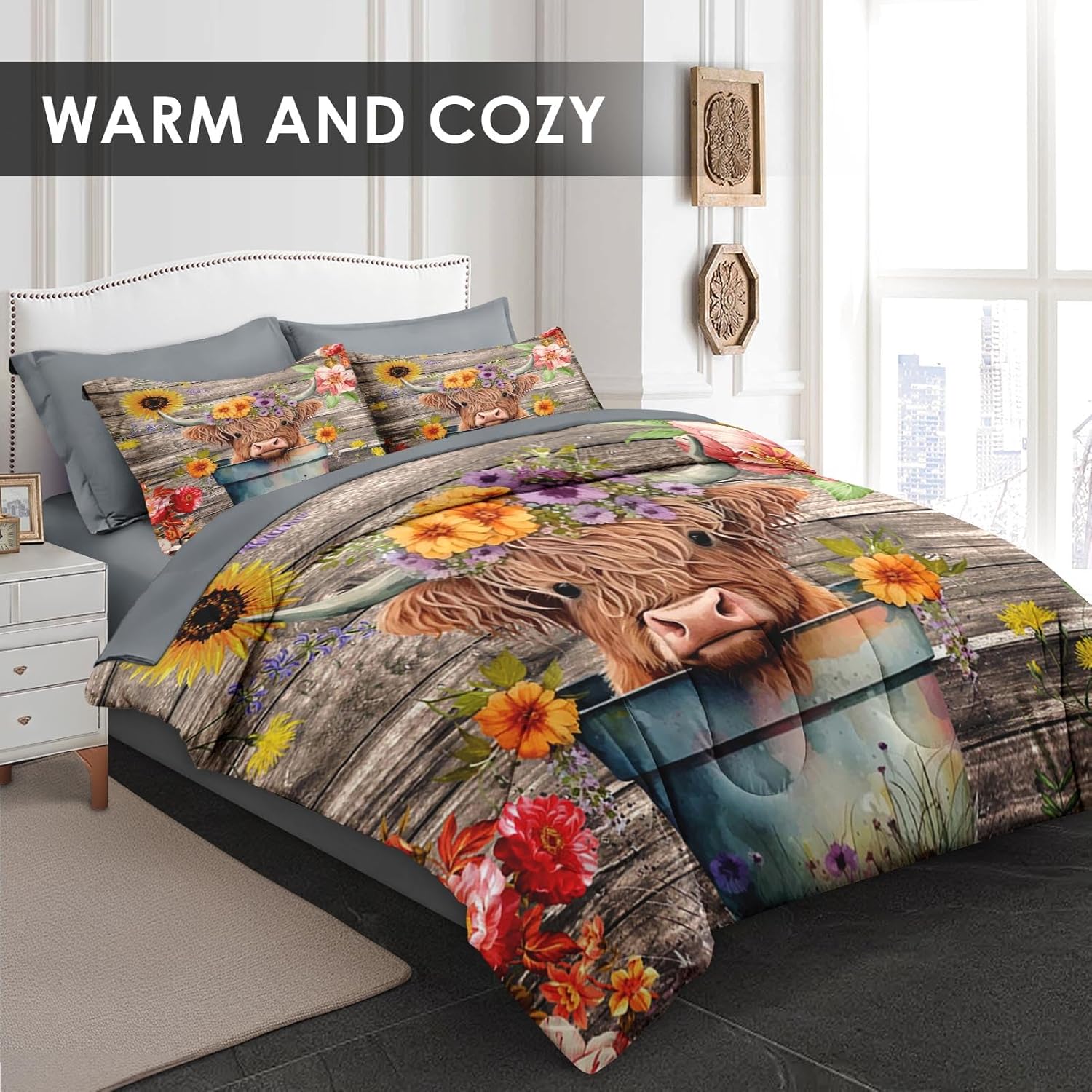 WeCozy 7 Pcs Queen Comforter Set with 2 Pillowcases 2 Shams