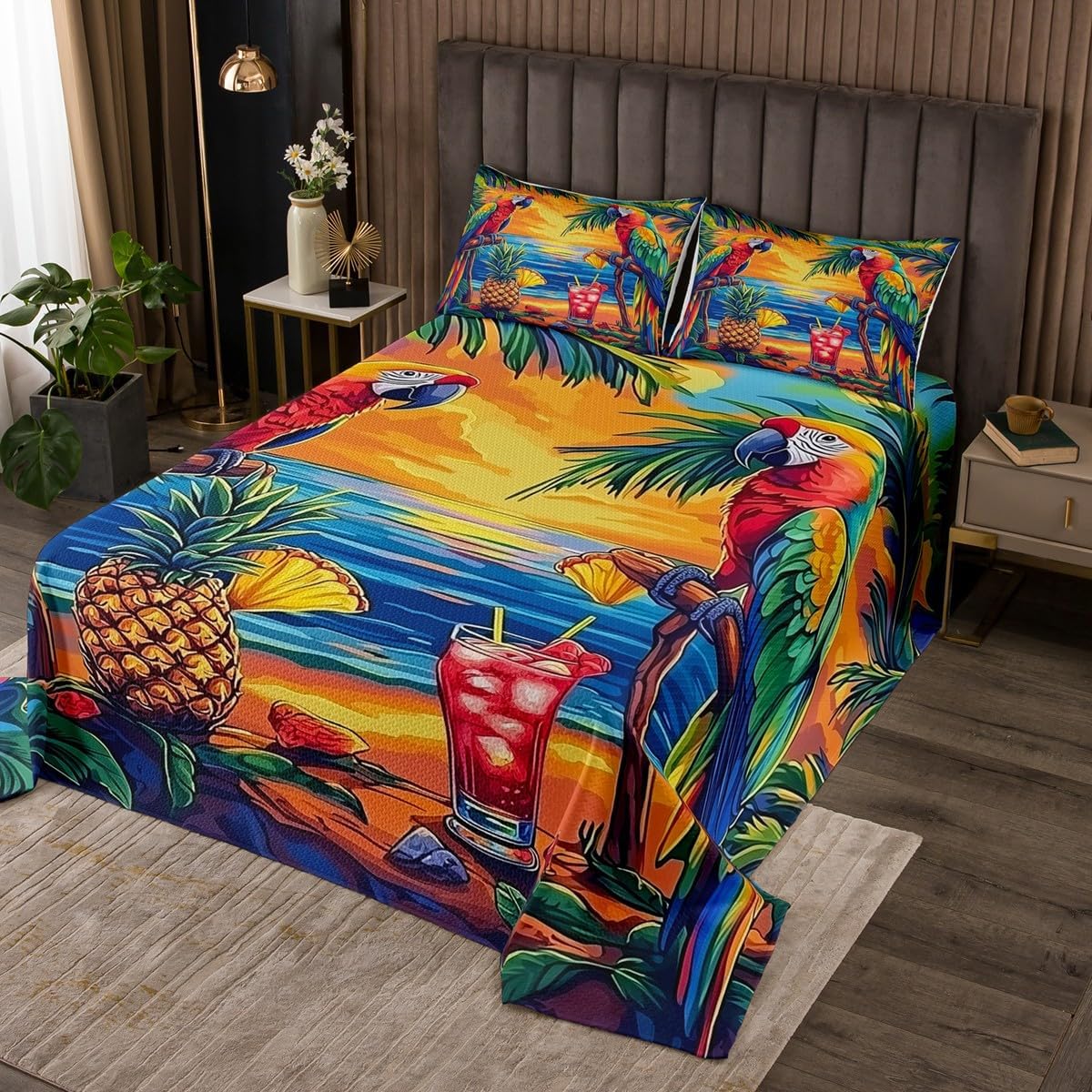 Erosebridal Parrot Coverlet Set Twin Size for Kids