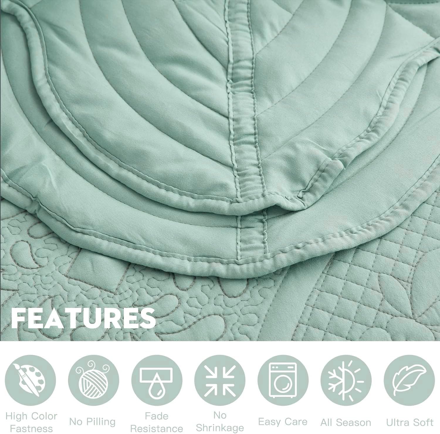 DaisyHuang Oversized Bedspread Set 5 Piece Seaglass
