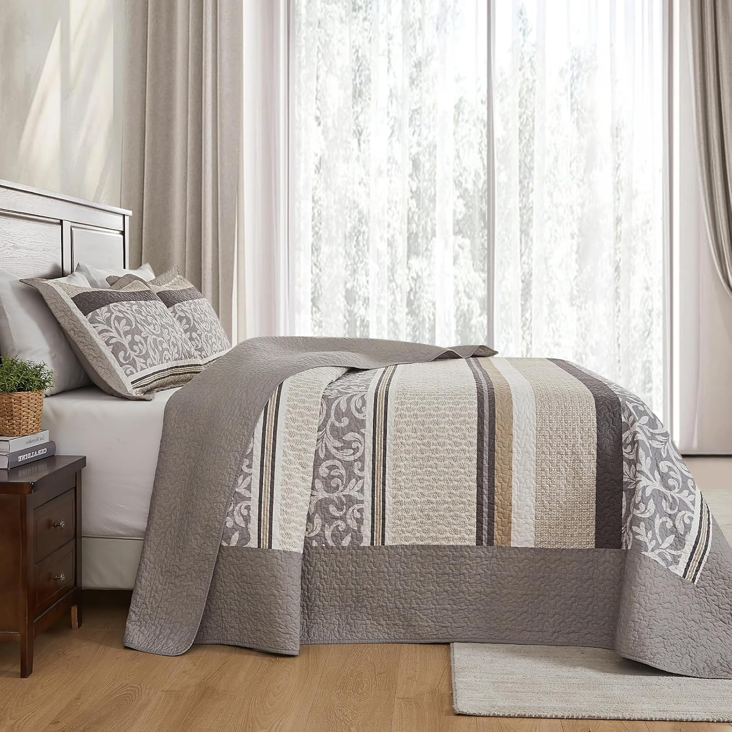 FineStichery Farmhouse King Bedspread Set 120x120