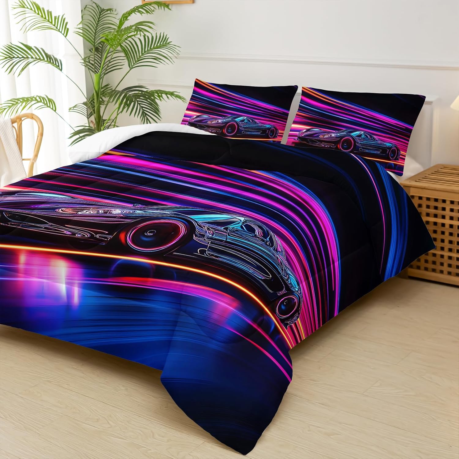 Racing Car Kids Comforter Set Queen Size