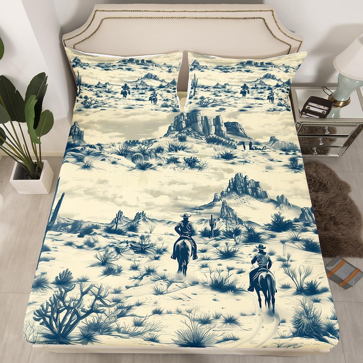 Feelyou Kids Wild West Cowboy Sheet Set King Size 4Pcs