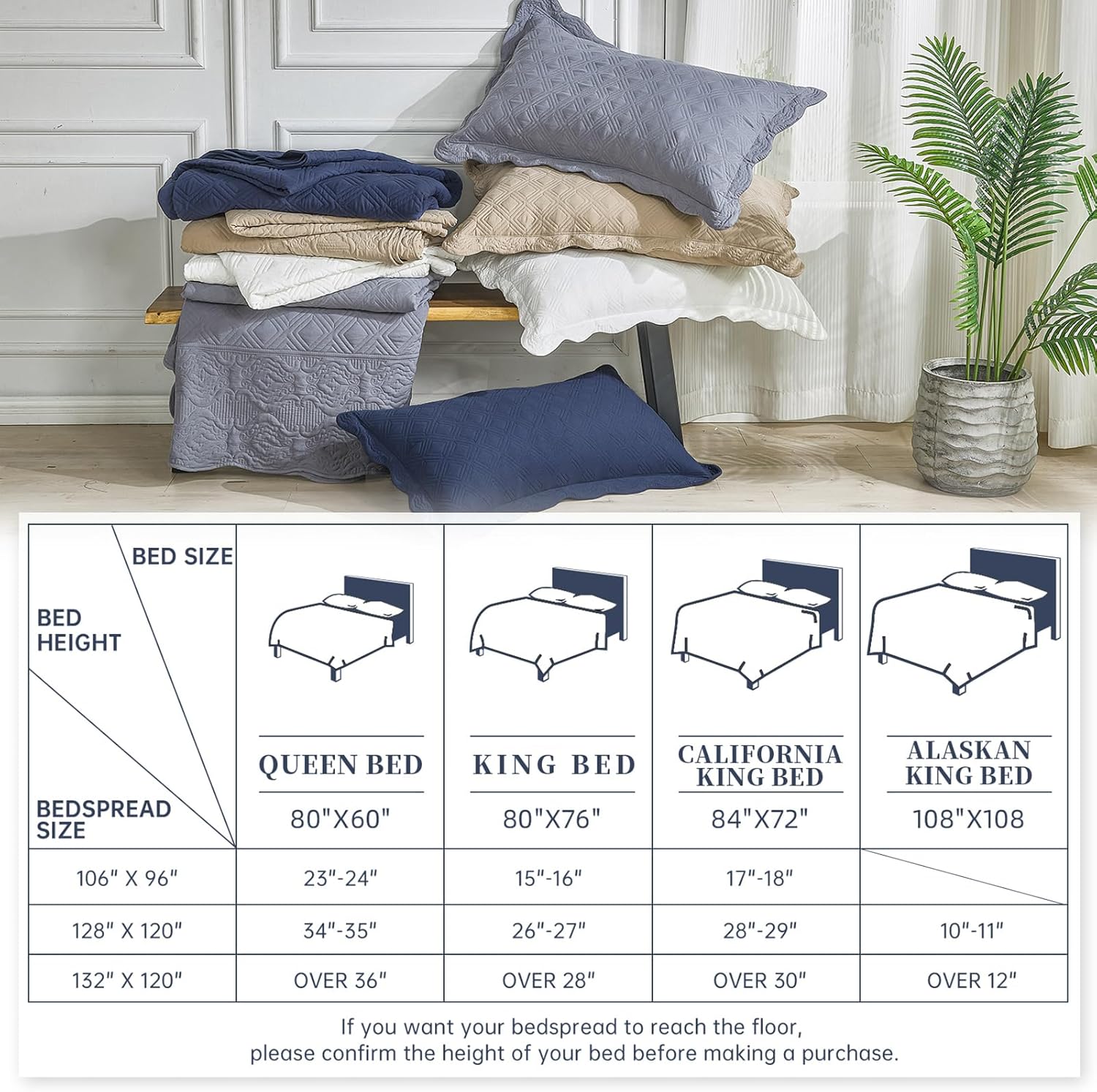 Suchbed California King Bedspread Set 128x120