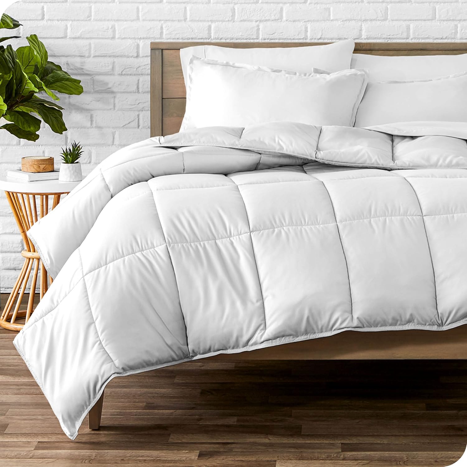 Bare Home King Comforter Set with Flat Sheet Bundle