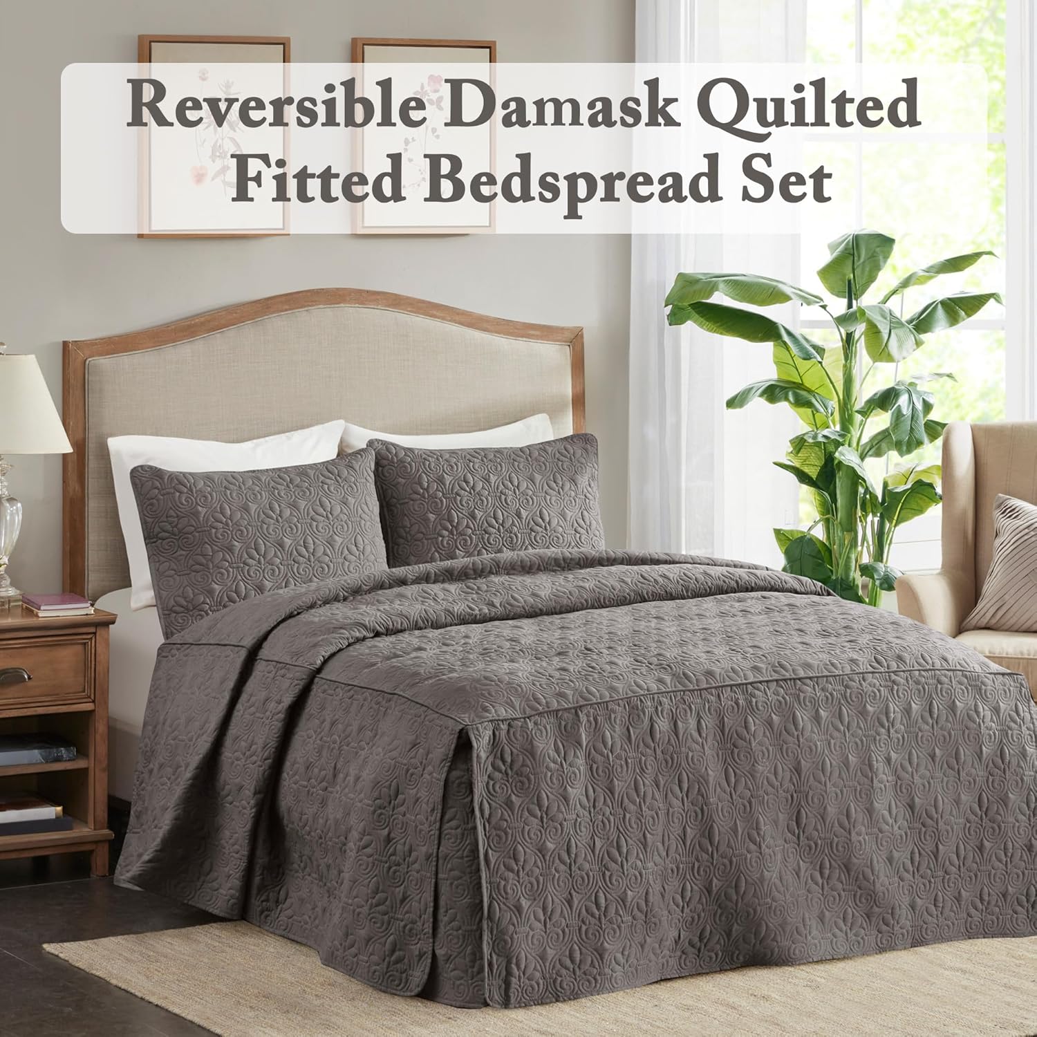 Madison Park Queen Bedspread Dark Grey