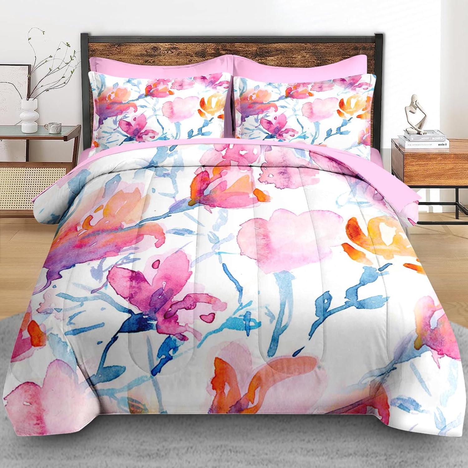 Pamnest Comforter Set King Size Floral Spring
