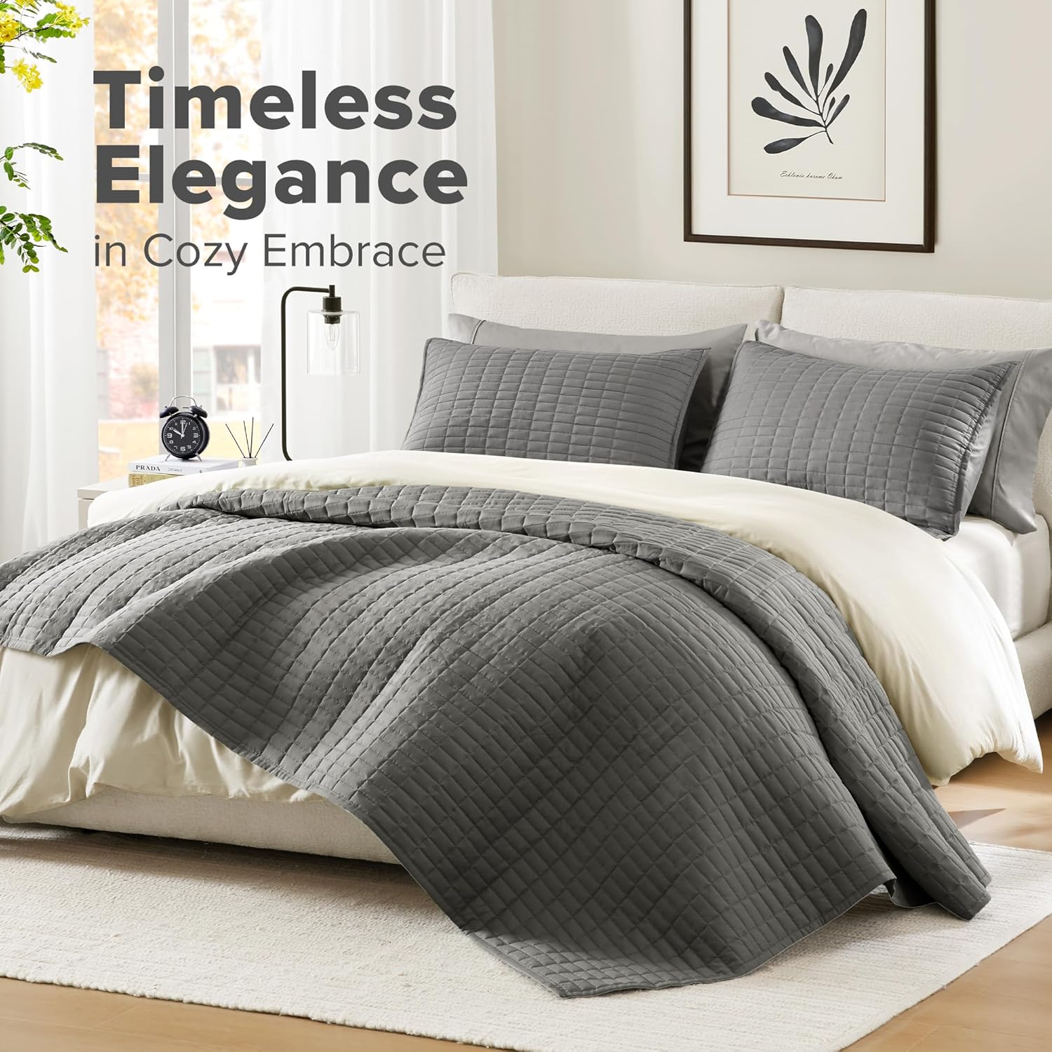 Comfort Spaces Charcoal King Quilt Set 3 Piece 1