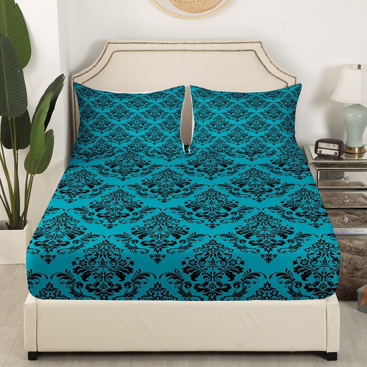 Gothic Bohemian Floral Twin Fitted Sheet Set