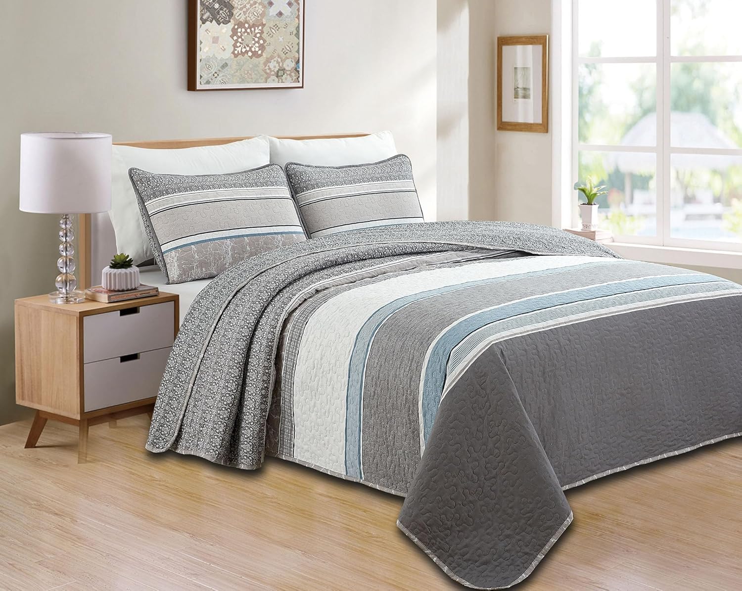 Grand Linen - 3-Piece King Size Reversible Quilt Set