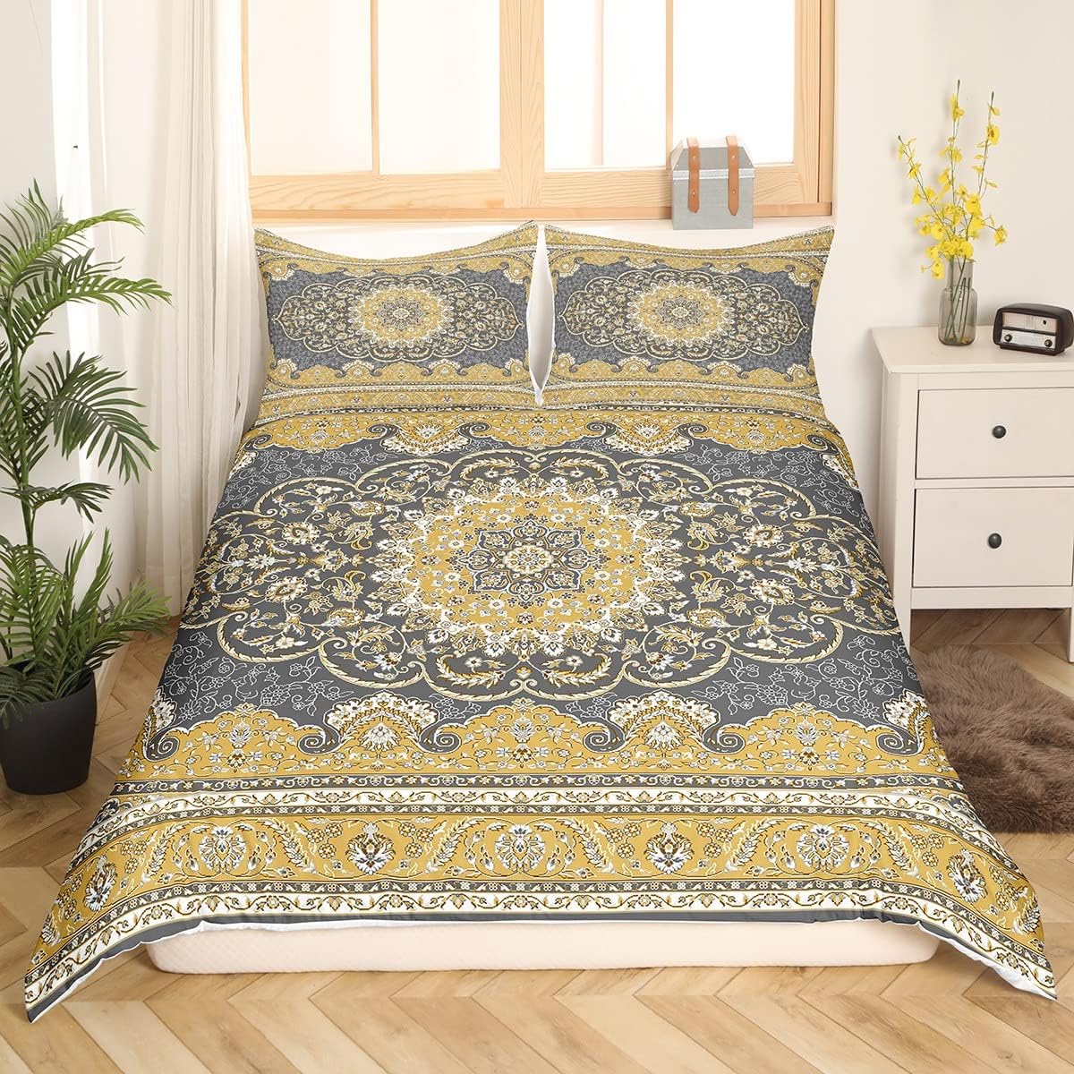 Erosebridal Bohemian Floral Duvet Cover Set
