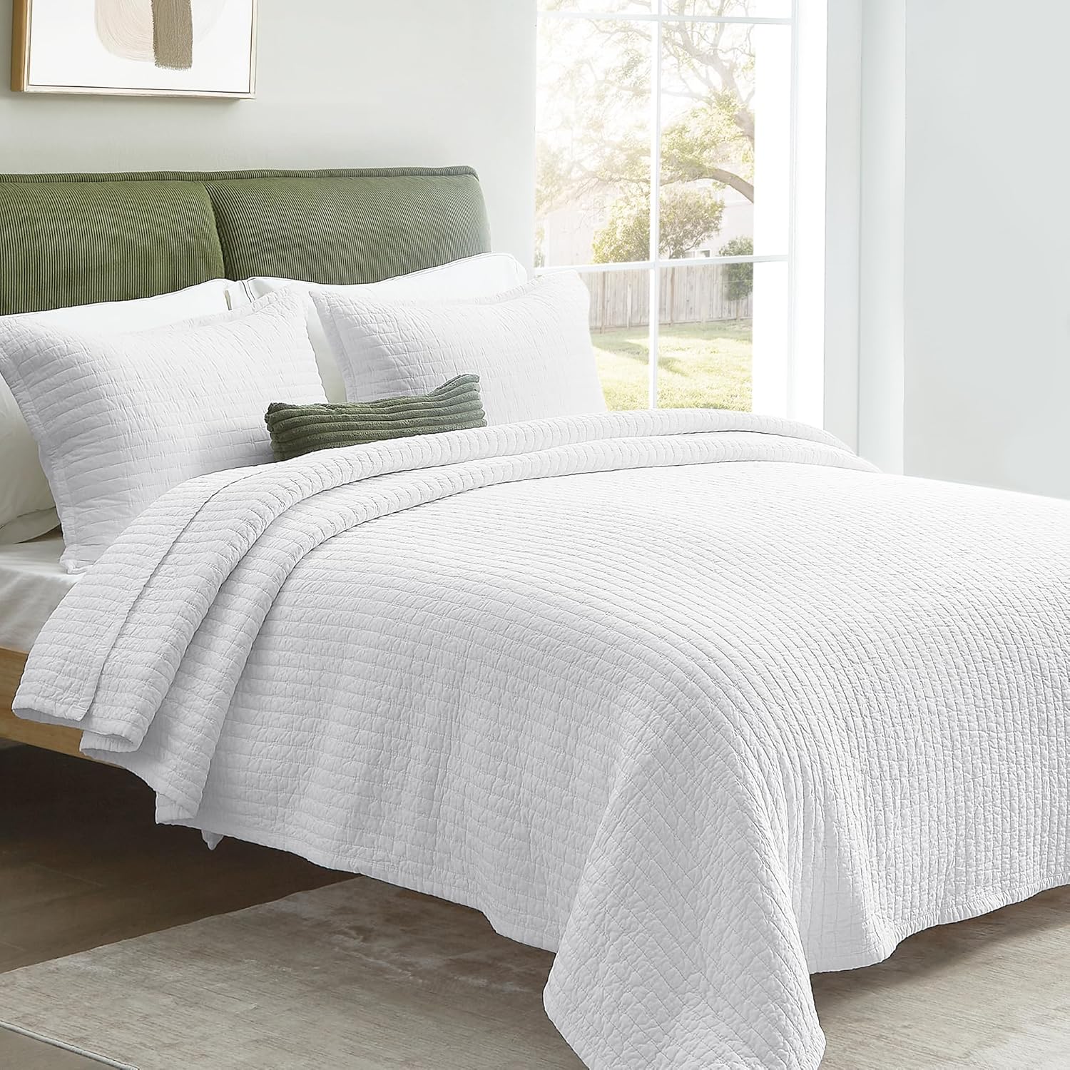 PUREKEA King Size Cross Stitch Quilt Set 3 pcs