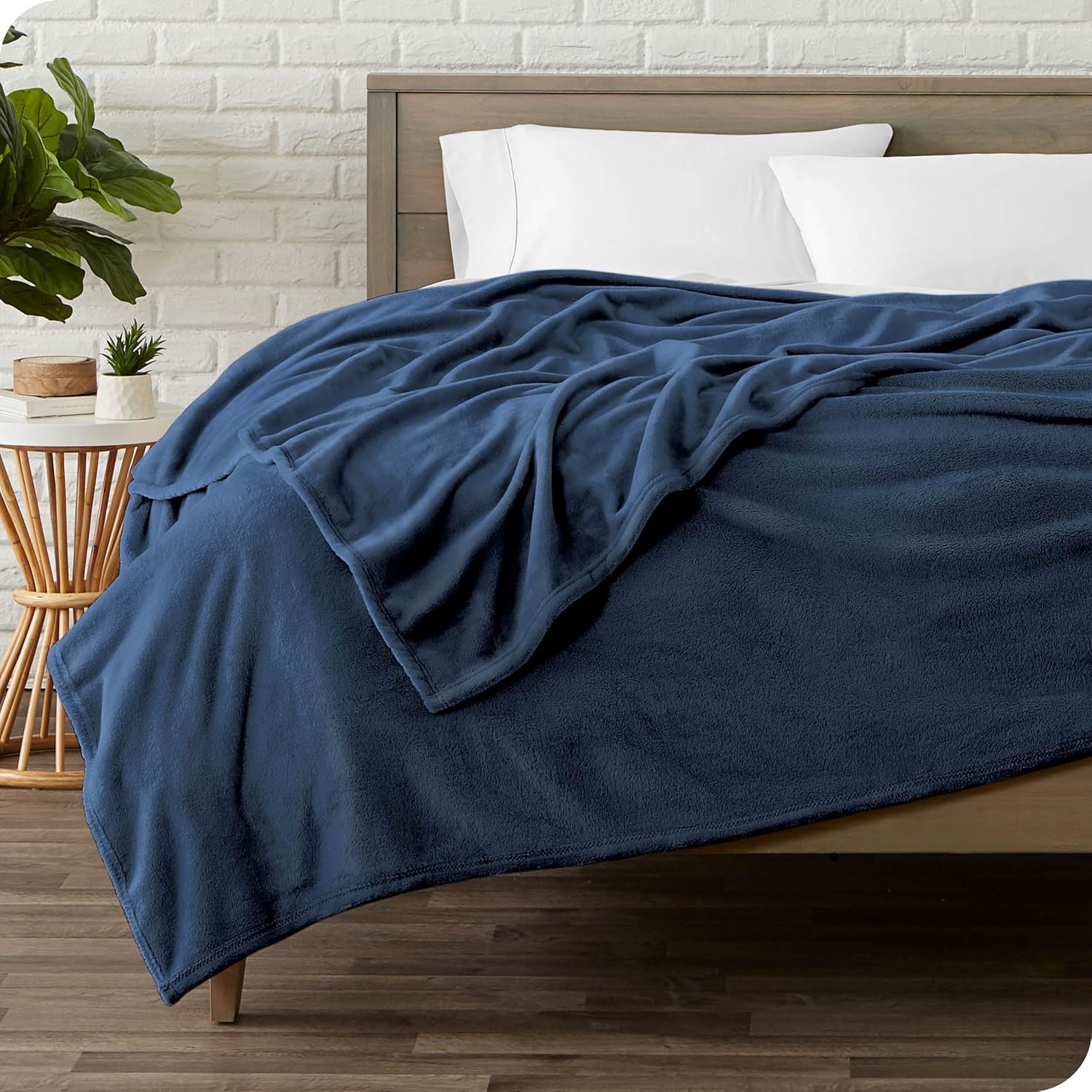 Bare Home Comforter Set with Microplush Blanket King Dark Blue 1