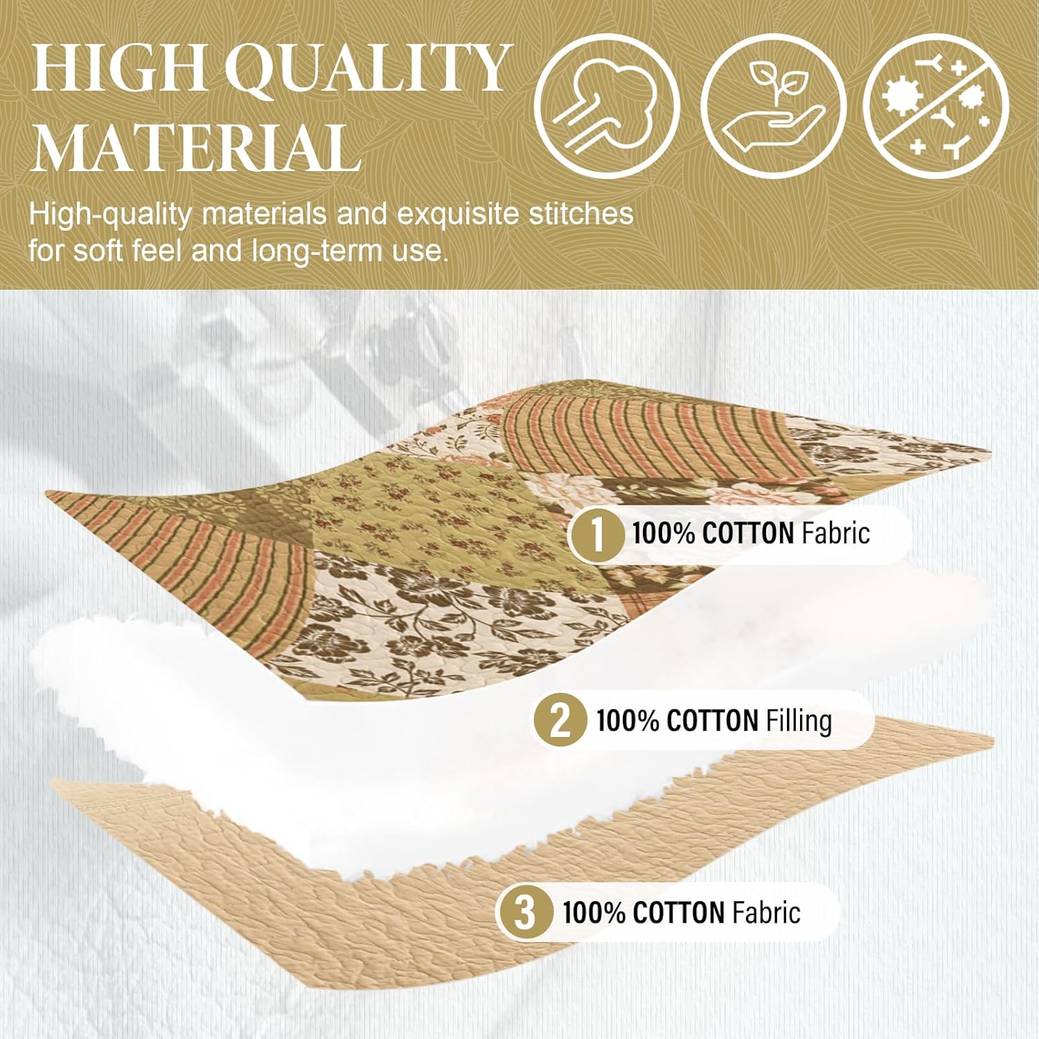 SahSahCasa 120x120 Oversized Cal King Bedspread Set