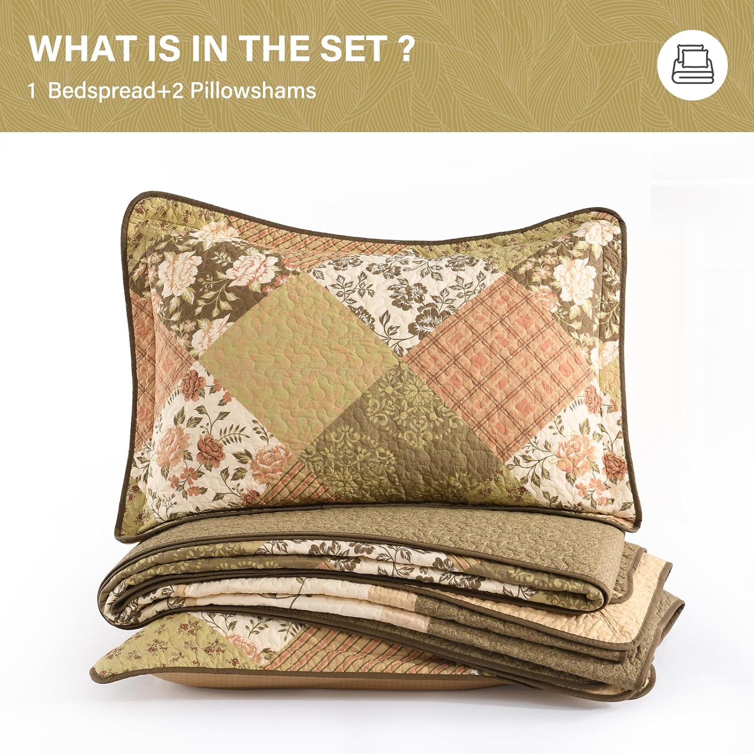SahSahCasa 120x120 Oversized Cal King Bedspread Set