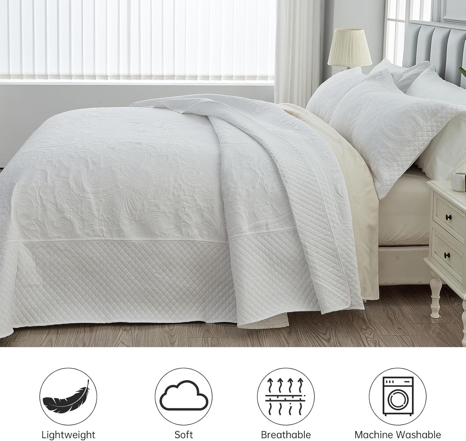 Suchbed California King Bedspread Set 128x120 Inches
