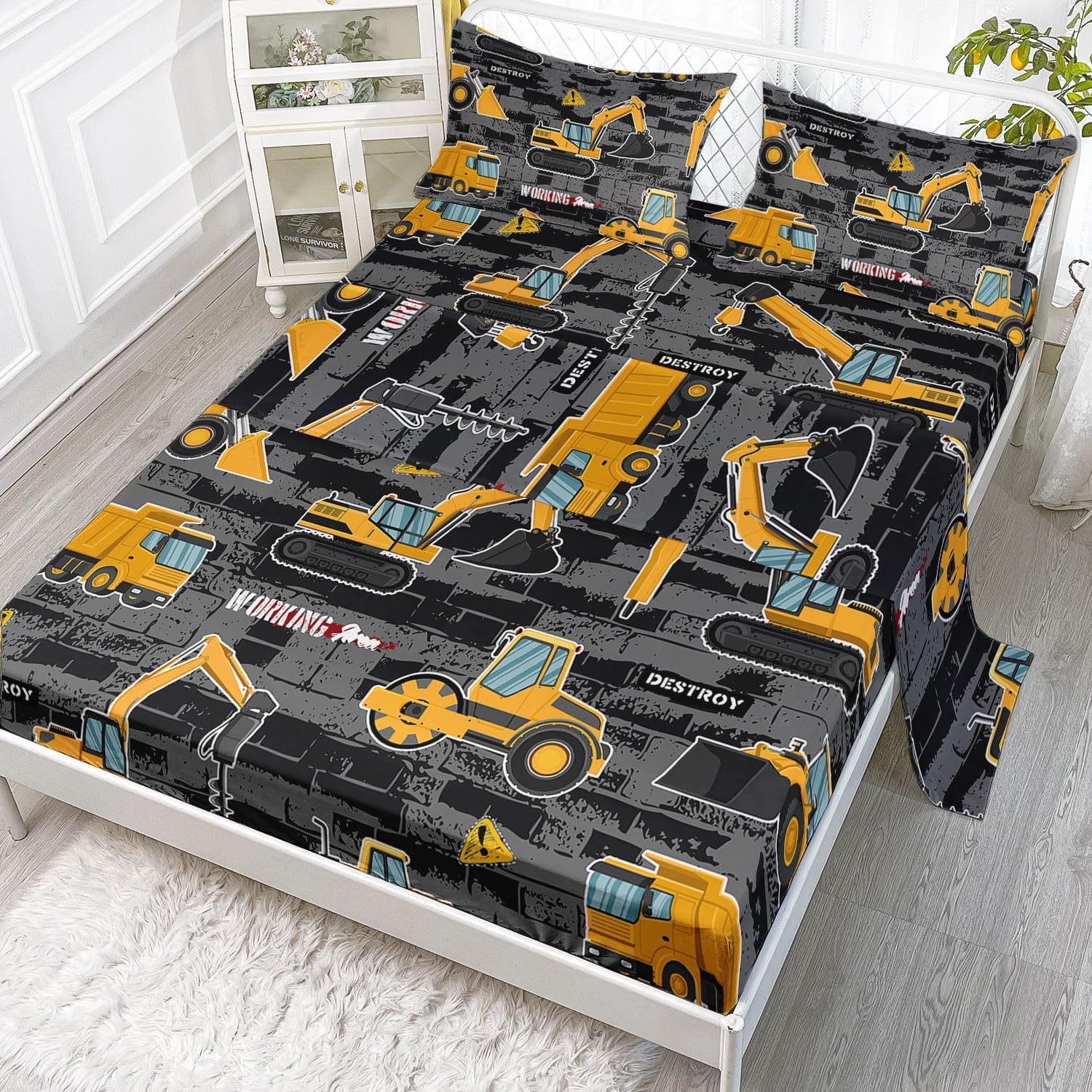 Smell Sunshine Truck Sheets Set 4Pcs for Kids
