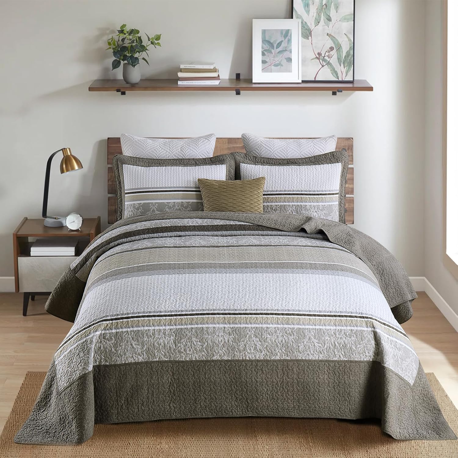 DDUOXIN 3 Piece King Bedspread Set - 120x120 Cotton Quilt with Pillow Shams