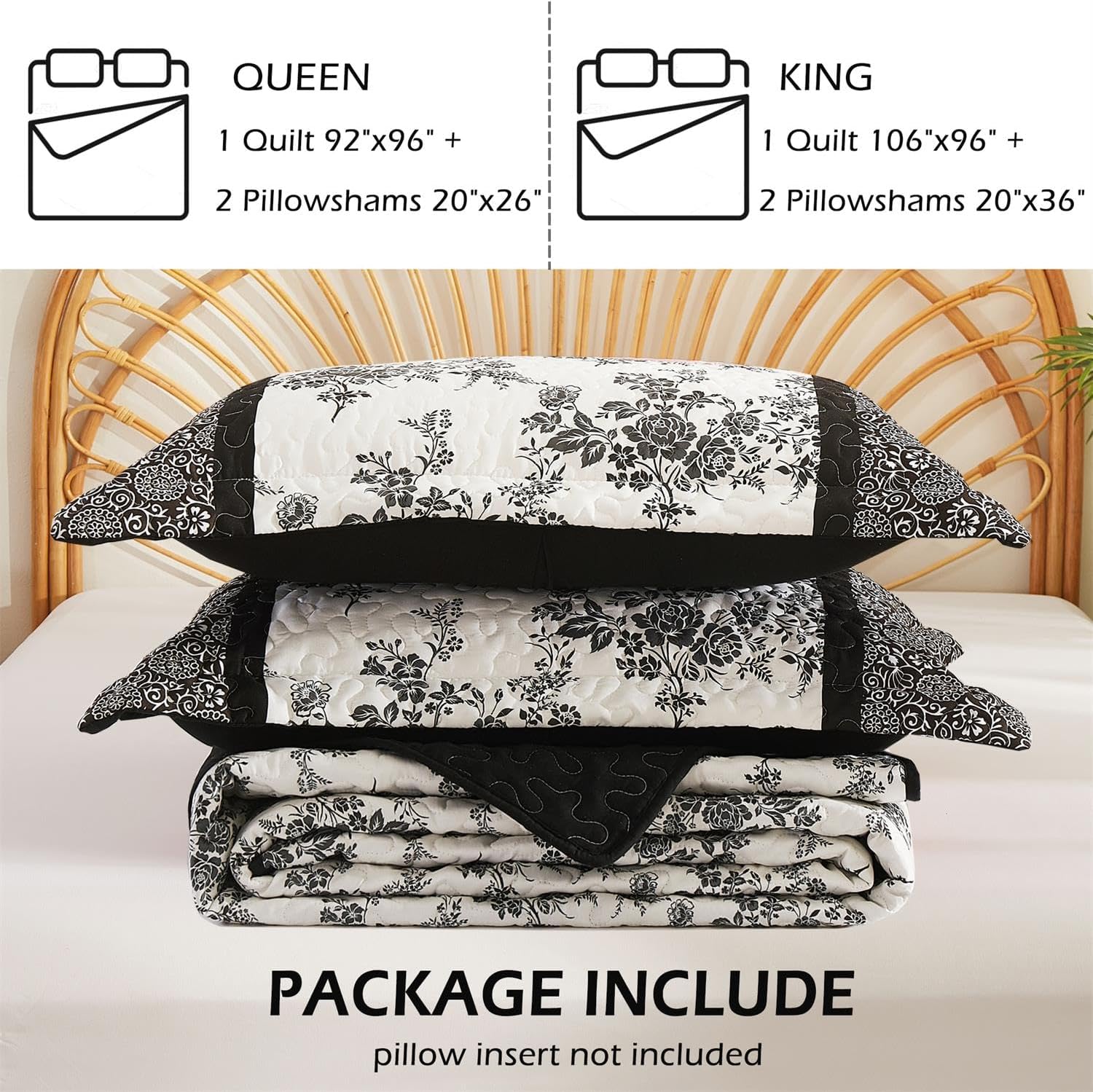 Cmfshape Bohemian Floral Quilt Set King Size 3-Piece 1