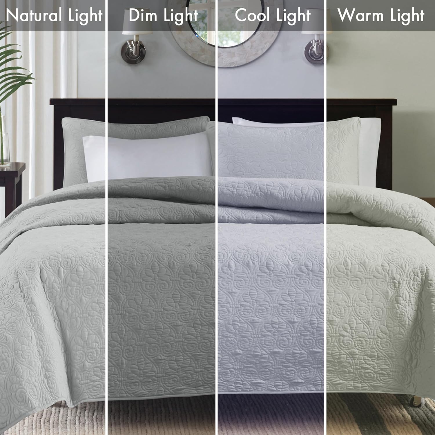 Madison Park Quebec Quilt Set - Grey 3 Piece