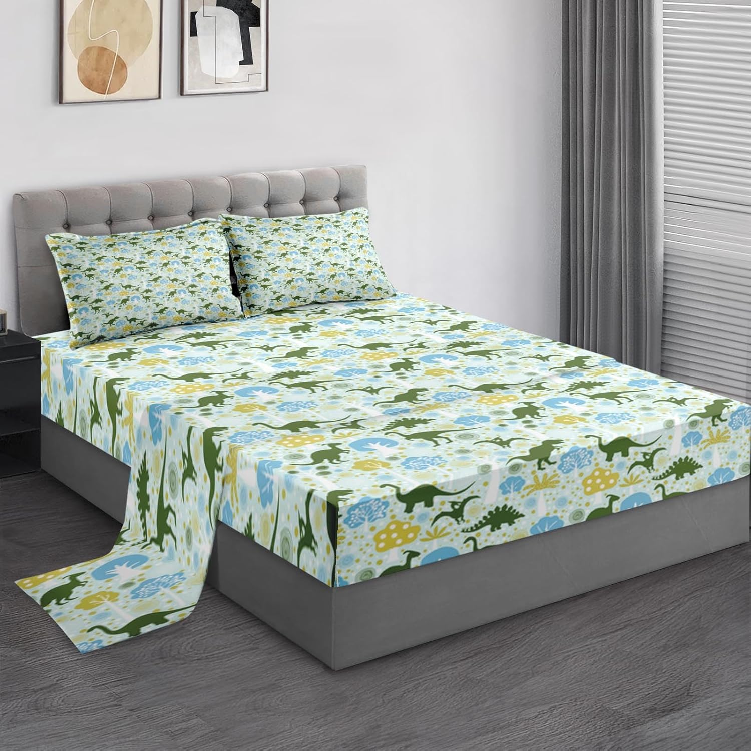 Pamnest Queen Size Dinosaur Bed Sheet Set