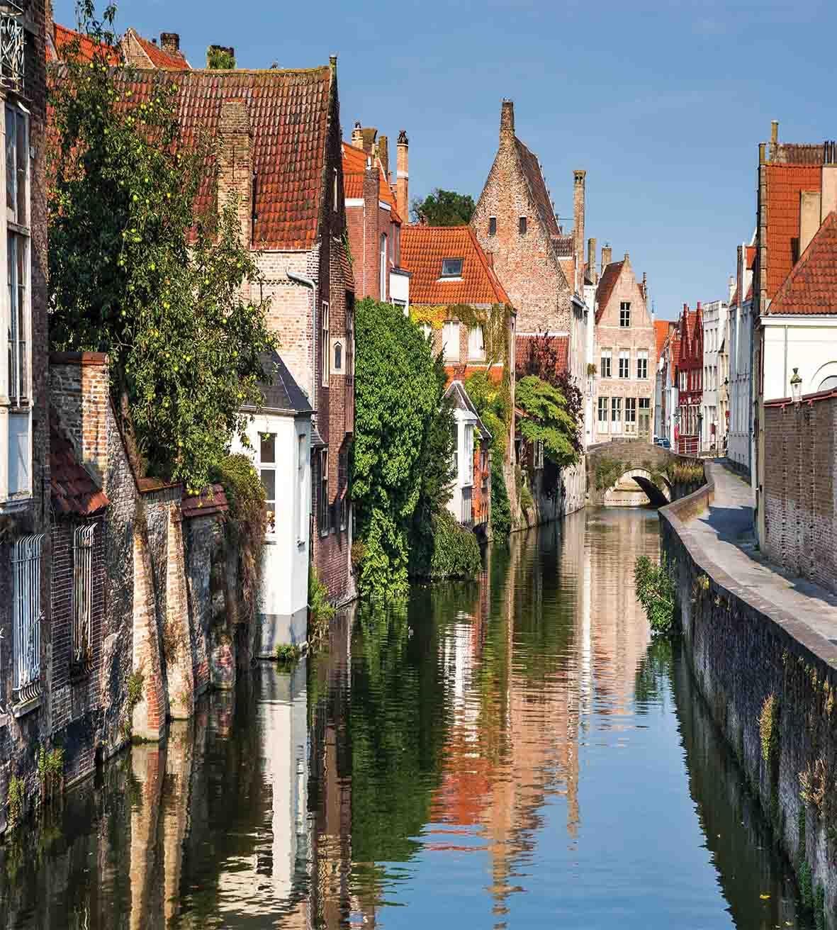 Ambesonne Twin Duvet Cover Set with Pillow Sham Bruges Canal Print